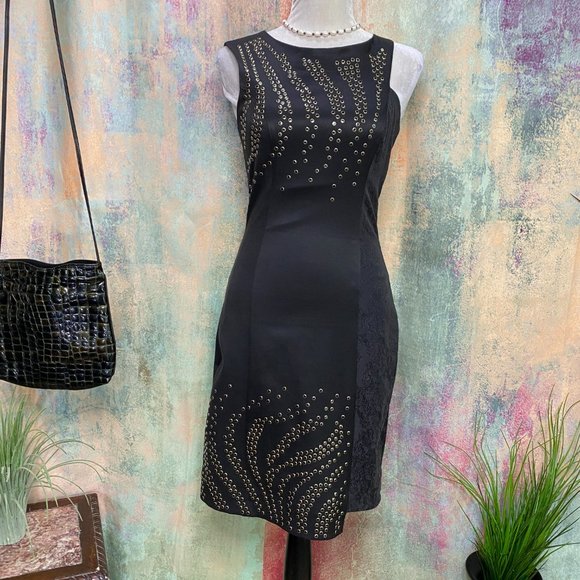 📌Morena Rosa Unique Black Dress with Rivets - Picture 1 of 16